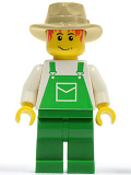LEGO ovr036 Overalls Green with Pocket, Green Legs, Tan Fedora (4899)